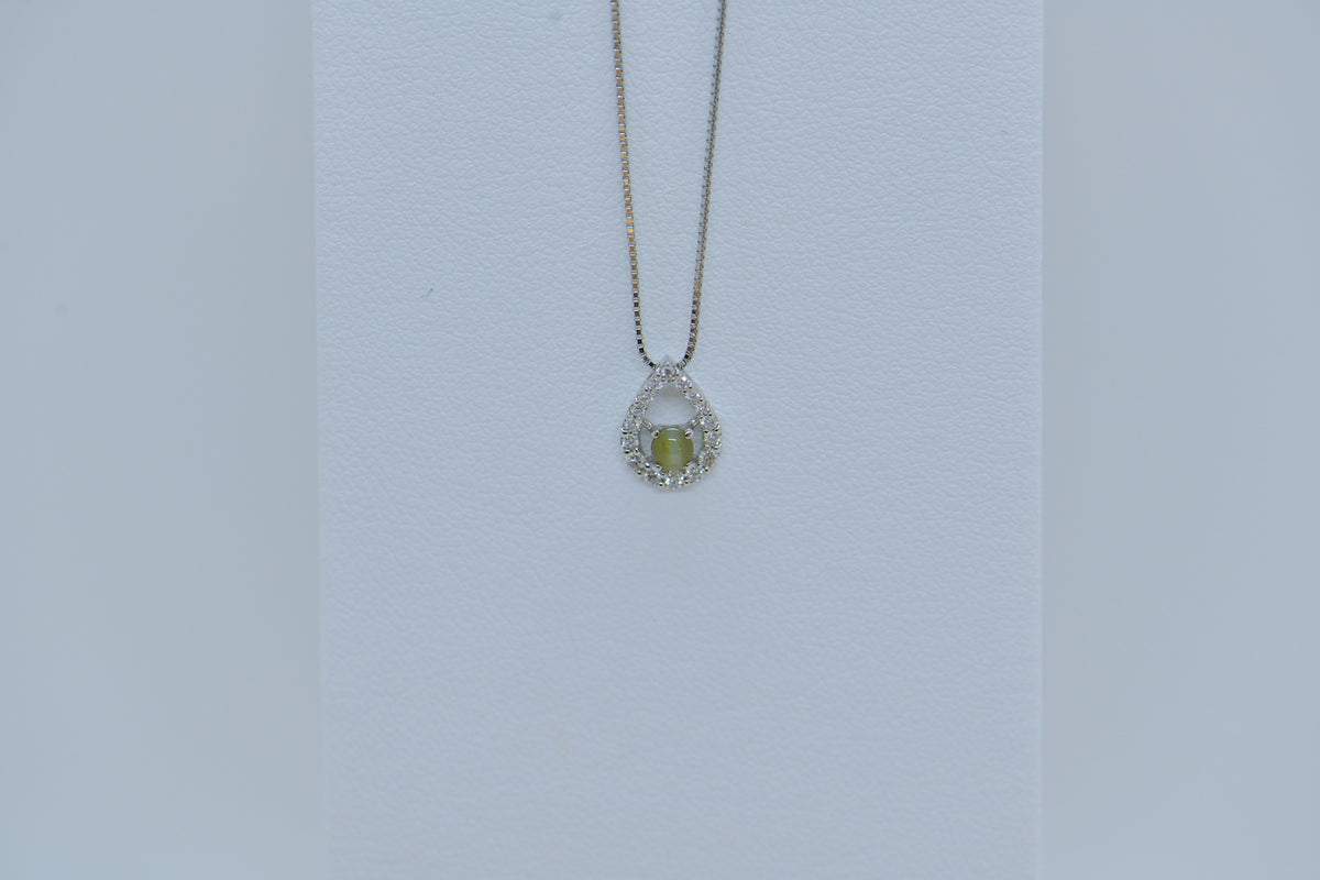 PTキャッツアイペンダントネックレス キャッツ0,19ct ダイヤ0